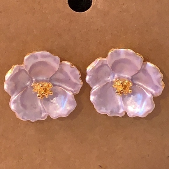 💐5/25 two pair lot pink flower statement gold - Picture 3 of 9